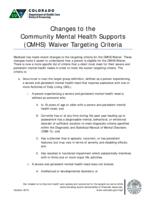 Changes to the community mental health supports (CMHS) waiver targeting criteria