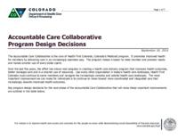 Accountable care collaborative program design decisions