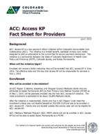 ACC, Access KP fact sheet for providers
