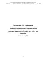 Accountable Care Collaborative disability competent care assessment tool