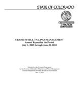 Uranium mill tailings management annual report for the period July 1, 2009 through June 30, 2010