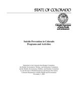 Suicide prevention in Colorado programs and activities. 2002