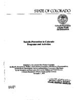 Suicide prevention in Colorado programs and activities. 2003