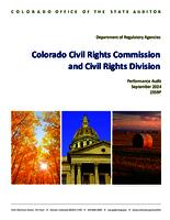 Department of Regulatory Agencies, Colorado Civil Rights Commission and Civil Rights Division performance audit