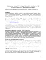 Technical guidance, veterans, active military, and national disaster response personnel