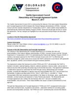 Stewardship and oversight agreement update, March 21, 2017