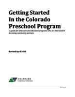 Getting started in the Colorado Preschool Program : a guide for early care and education programs who are interested in becoming community partners