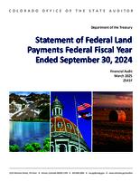 Department of the Treasury, statement of federal land payments, federal fiscal year ended September 30, 2024, financial audit