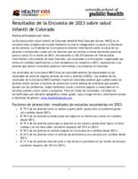 Resultados de la encuesta de 2023 sobre salud infantil de Colorado
