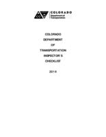 Colorado Department of Transportation inspector's checklist