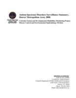 Autism spectrum disorders surveillance summary, Denver Metropolitan Area, 2008