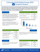 Colorado child health survey 2014 snapshot report