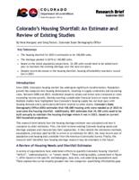 Colorado's housing shortfall : an estimate and review of existing studies / by Neal Marquez and Greg Totten