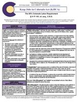 Keep jobs in Colorado Act (KJICA) : the 80% Colorado labor requirement § 8-17-101, et. seq., C.R.S