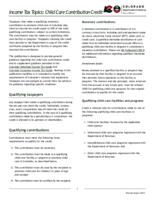 Income tax topics: Child care contribution credit