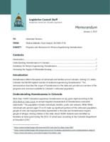 Programs and resources for persons experiencing homelessness