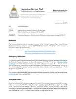 Executive summary of the Governor's executive orders issued during COVID-19