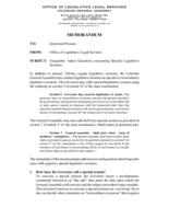 Frequently asked questions concerning special legislative sessions
