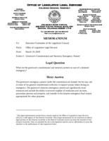 Governor's constitutional and statutory emergency powers
