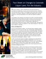 Fact sheet on changes to Colorado liquor laws, for the industry