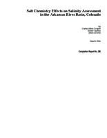Salt chemistry effects on salinity assessment in the Arkansas River Basin, Colorado