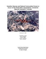 Sensitive species and natural communities known to occur on the Picket Wire Canyonlands, Comanche National Grassland, Colorado