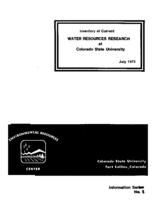 Inventory of current water resources research at Colorado State University