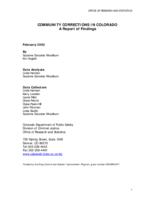 Community corrections in Colorado : a report of findings