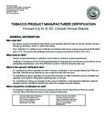 Tobacco product manufacturer certification