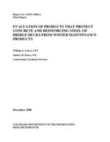Evaluation of products that protect concrete and reinforcing steel of bridge decks from winter maintenance products