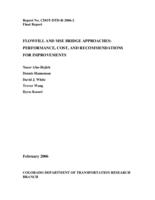 Flowfill and MSE bridge approaches : performance, coast, and recommendations for improvements