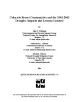 Colorado resort communities and the 2002-2003 drought : impacts and lessons learned