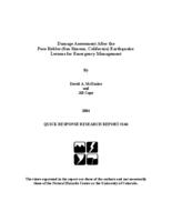 Damage assessment after the Paso Robles, San Simeon, California, earthquake : lessons for emergency management