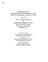 Preliminary report earthquake injury epidemiological aspects Santa Cruz earthquake, October 17, 1989