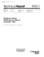 Sorghum hybrid performance tests in Colorado, 1992