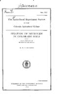 Fixation of nitrogen in Colorado soils : occurrence of nitrates on rocks