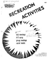 Recreation activities for club meetings, 4-H camp, group meetings, social events