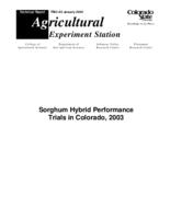 Sorghum hybrid performance trials in Colorado, 2003