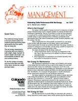 Estimating cattle performance with net energy