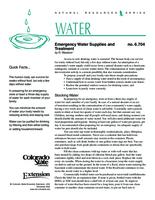 Emergency water supplies and treatment