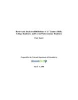 Review and analysis of definitions of 21st century skills, college readiness, and career/postsecondary readiness : final report