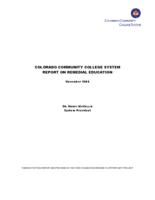 Colorado Community College System report on remedial education