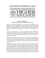 Executive briefing, Colorado higher education financing study