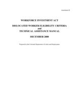 Workforce Investment Act dislocated worker eligibility criteria and technical assistance manual