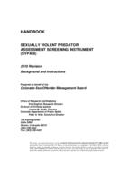 Handbook : Sexually Violent Predator Assessment Screening Instrument (SVPASI): background and instruction