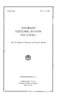 Colorado fattening rations for cattle