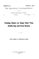Feeding steers on sugar beet pulp, alfalfa hay and farm grains