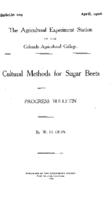 Cultural methods for sugar beets : progress bulletin