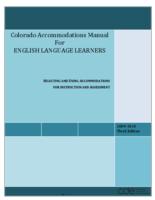Colorado accommodations manual for English language learners : selecting and using accommodations for instruction and assessment