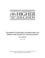 Governor's Task Force to Strengthen and Improve the Community College System : final report
